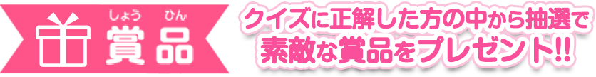 【賞品】ご応募頂いた方の中から抽選で素敵な賞品をプレゼント!!